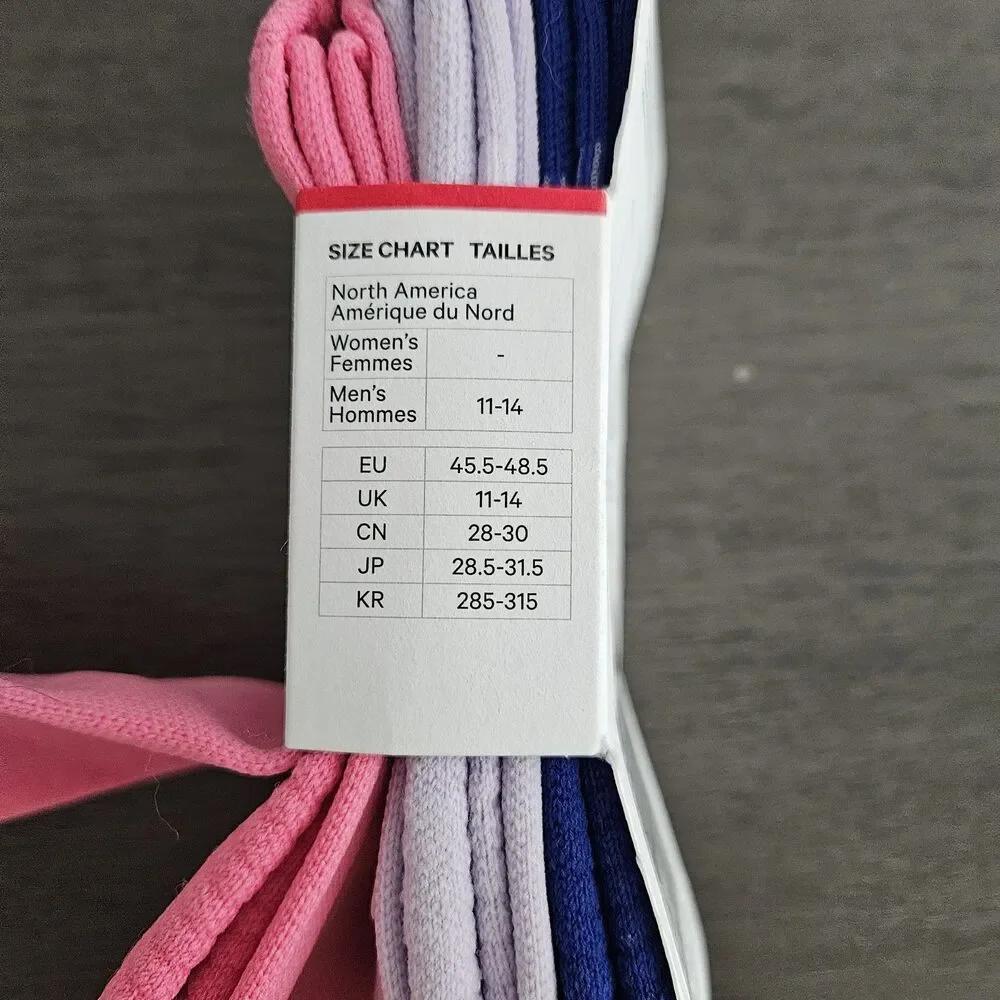 Lululemon Power Stride Socks 3 pack Mens XL 11-14 Arch Support Pink Blue Lilac
